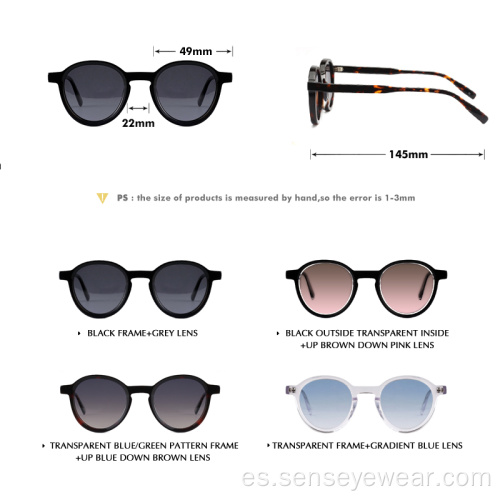 Gafas de sol polarizadas de acetato de bisel vintage para mujeres